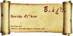 Borda Ákos névjegykártya